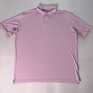 Peter Millar Seaside Mens XXL Pink Blue Striped Short Sleeve Performance Polo